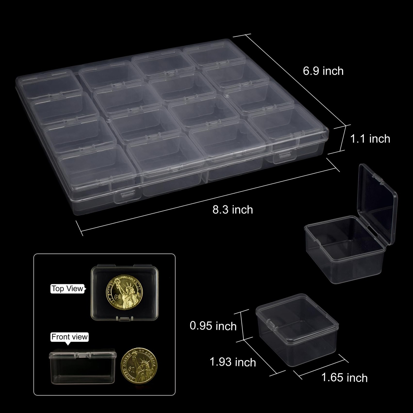 ZIIYAN Bead Storage Containers – 8.3 x 1.65 x 1.1 inches, Transparent 4 Pack