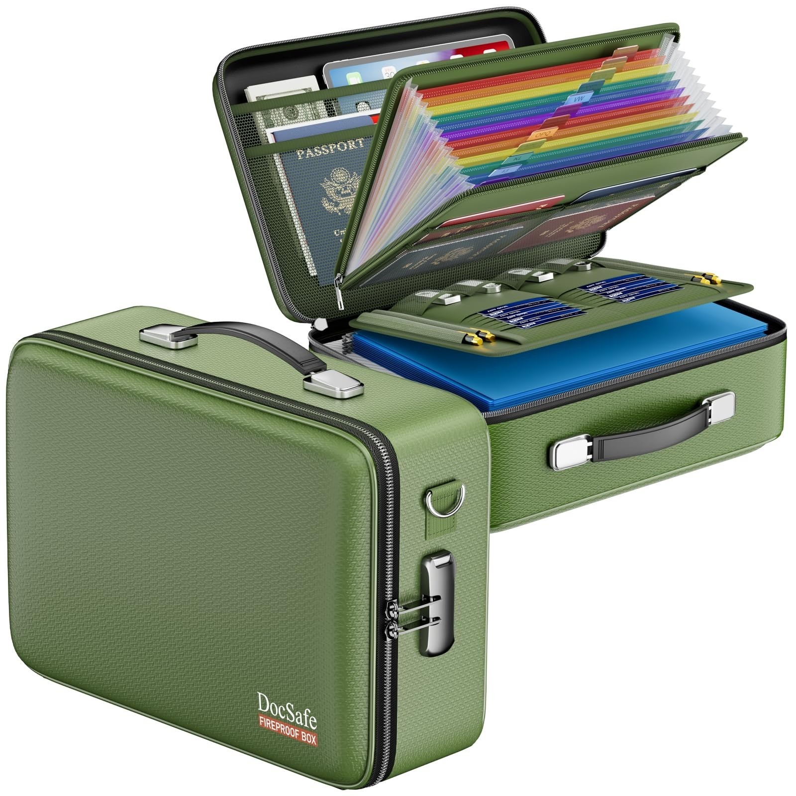 DocSafe Fireproof Document Box Locking File Organizer Black Hard Case