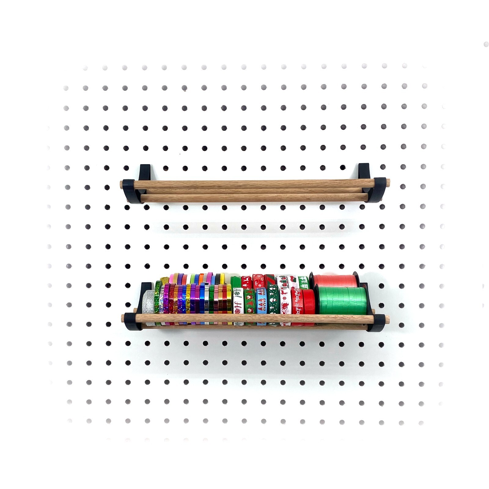 Tape holder and organizer for pegboards, great for tapes, wires and ribbons