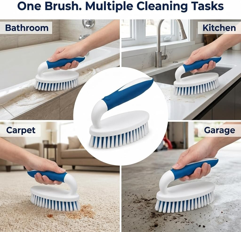 Scrub Brush, 2 Pack Household Cleaning Brushes with Stiff Bristles, Scrubbing Br