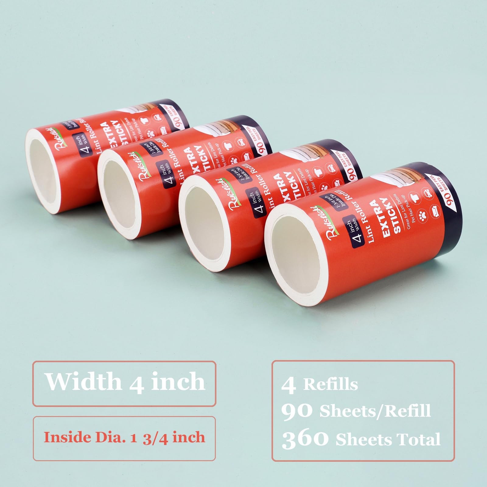 4 inch Lint Roller Refills Only for Scotch Inside Dia. 1 3/4 inch, White