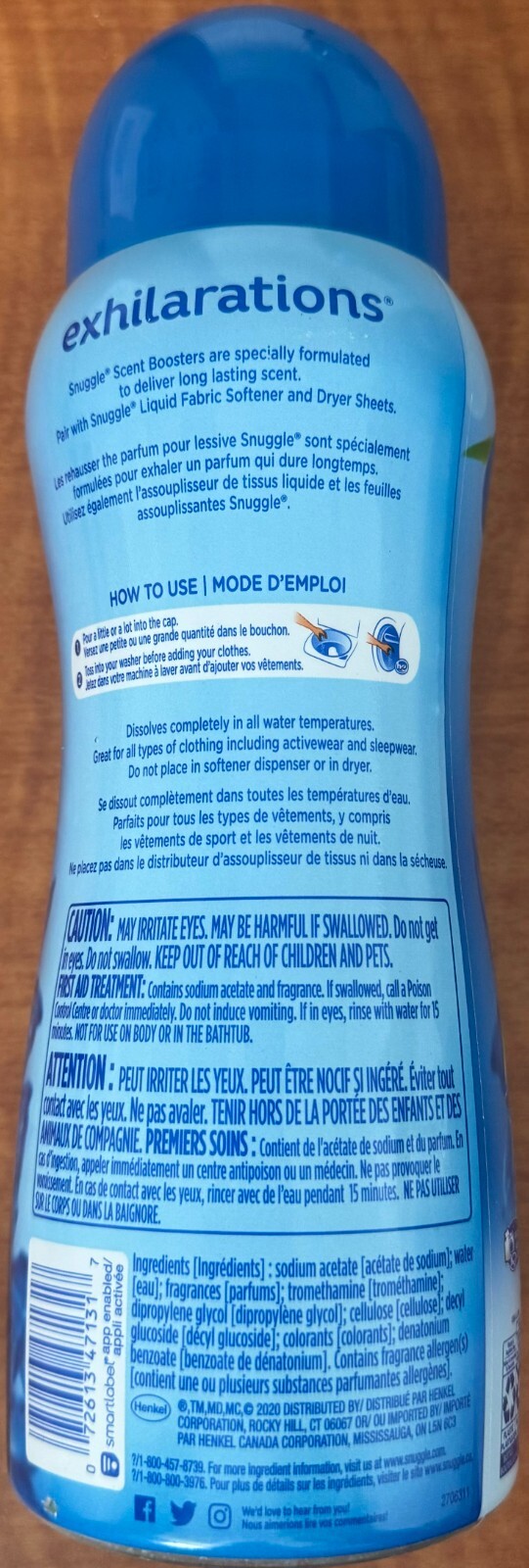 4 Pack Snuggle Exhilarations Blue Iris In-Wash Scent Booster 19oz Ea Bottle