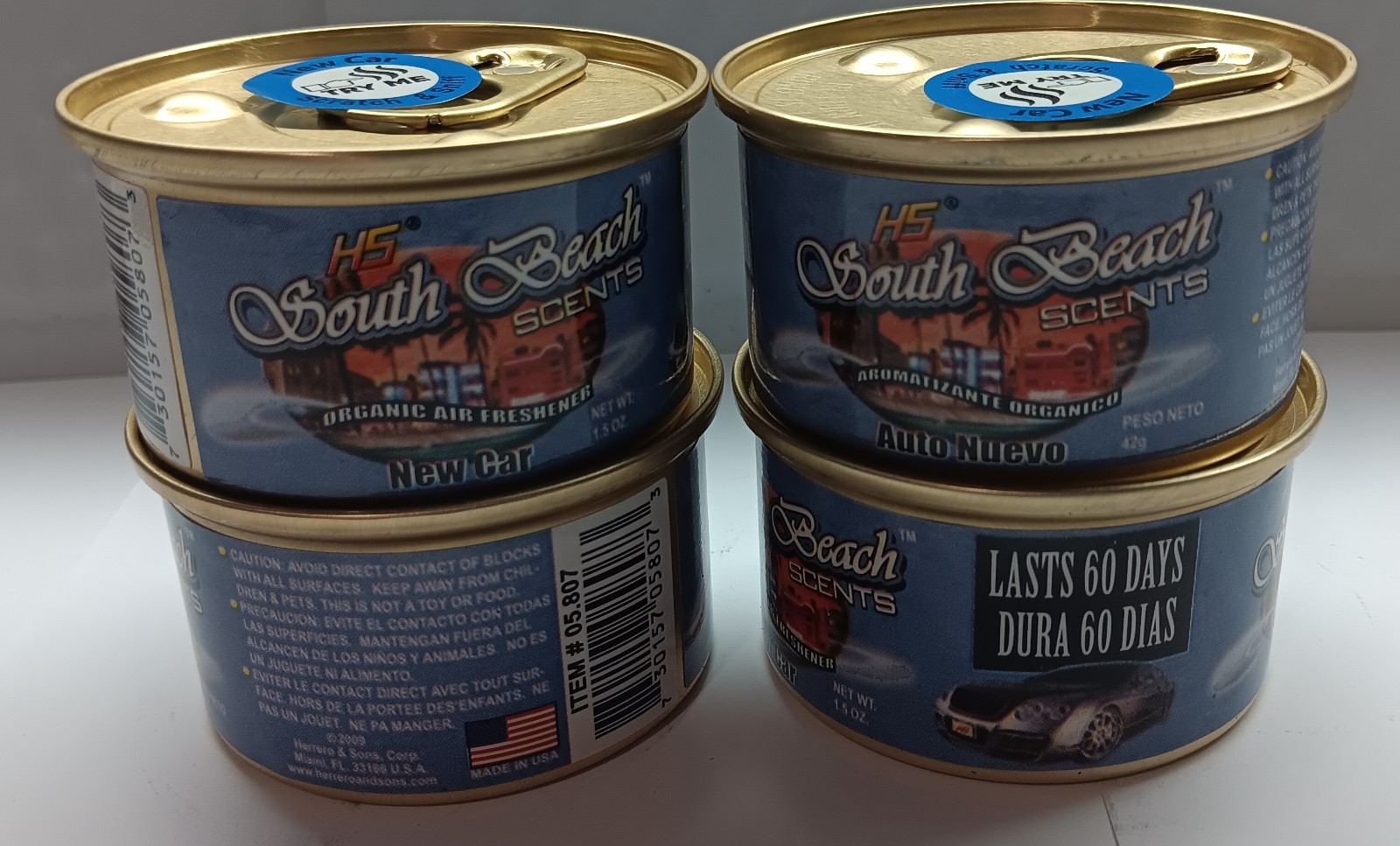 NEW CAR AIR FRESHENER 4 SOUTH BEACH ORGANIC 1.5 OZ CAN CAR HOME OFFICE