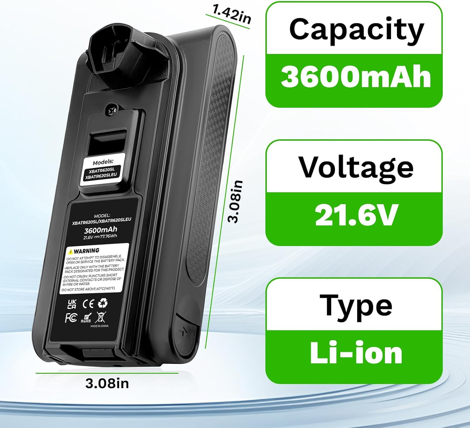 New Replacement Battery for Shark XBATR620SL IZ540H, IZ562H, UZ565H,LZ500 Cordle