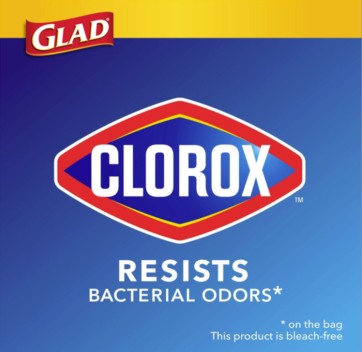 Glad Medium Drawstring Trash Bags with Clorox, 8 Gallon, Lemon Fresh Bleach 80CT