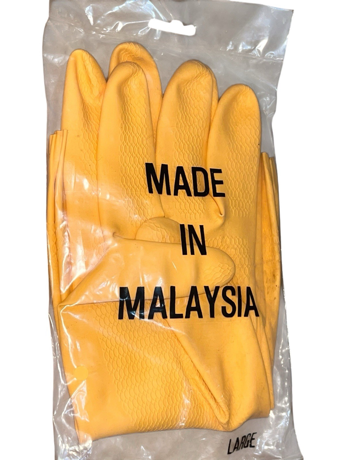 4 NEW Heavy Duty Rubber Cleaning Dishwashing Gloves Size LARGE Made In Malaysia