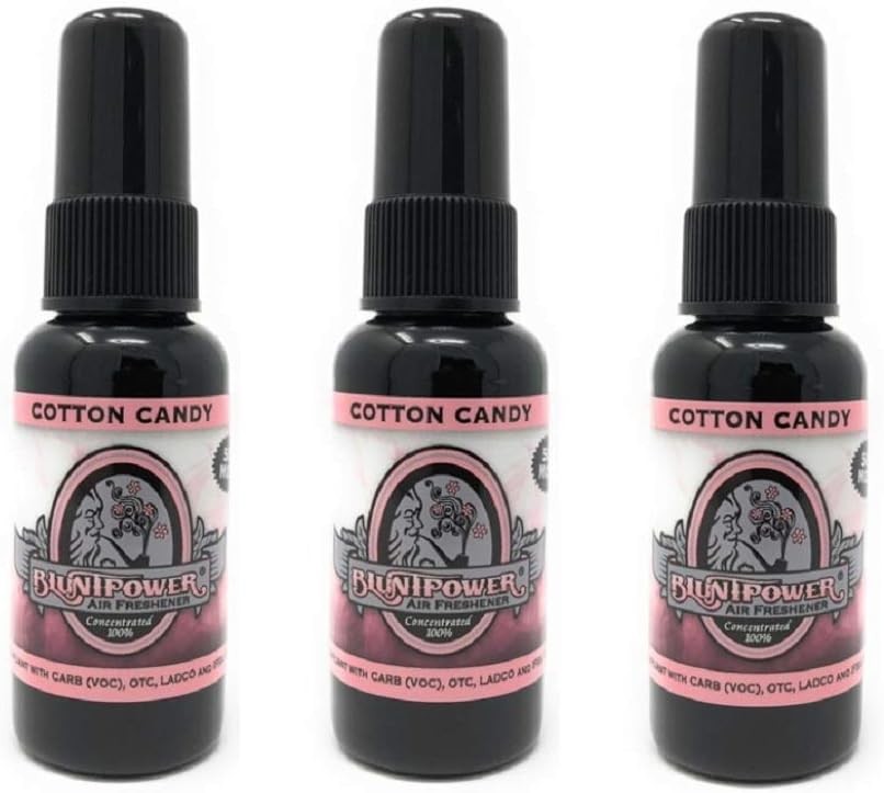 BluntPower Oil Based Concentrated Air Freshener Spray, Cotton Candy, 3 Packs