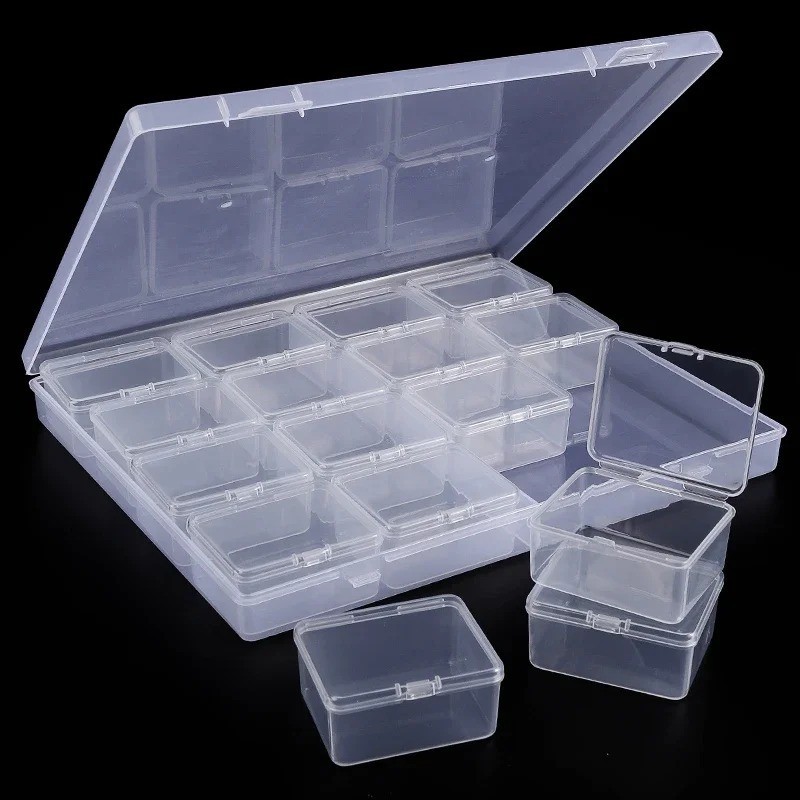 16/30pcs Clear Bead Organizer Box Hinged Storage Container Set Crafts Jewelry
