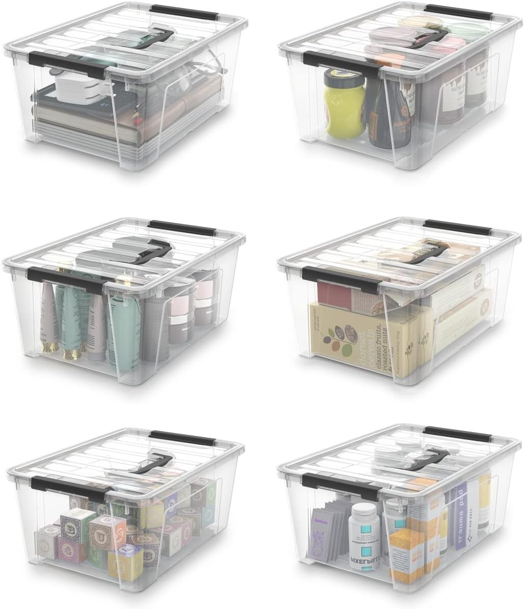 Minimalist Clear Storage Boxes 6-Pack – 5-Litre Capacity with Lockable Lids