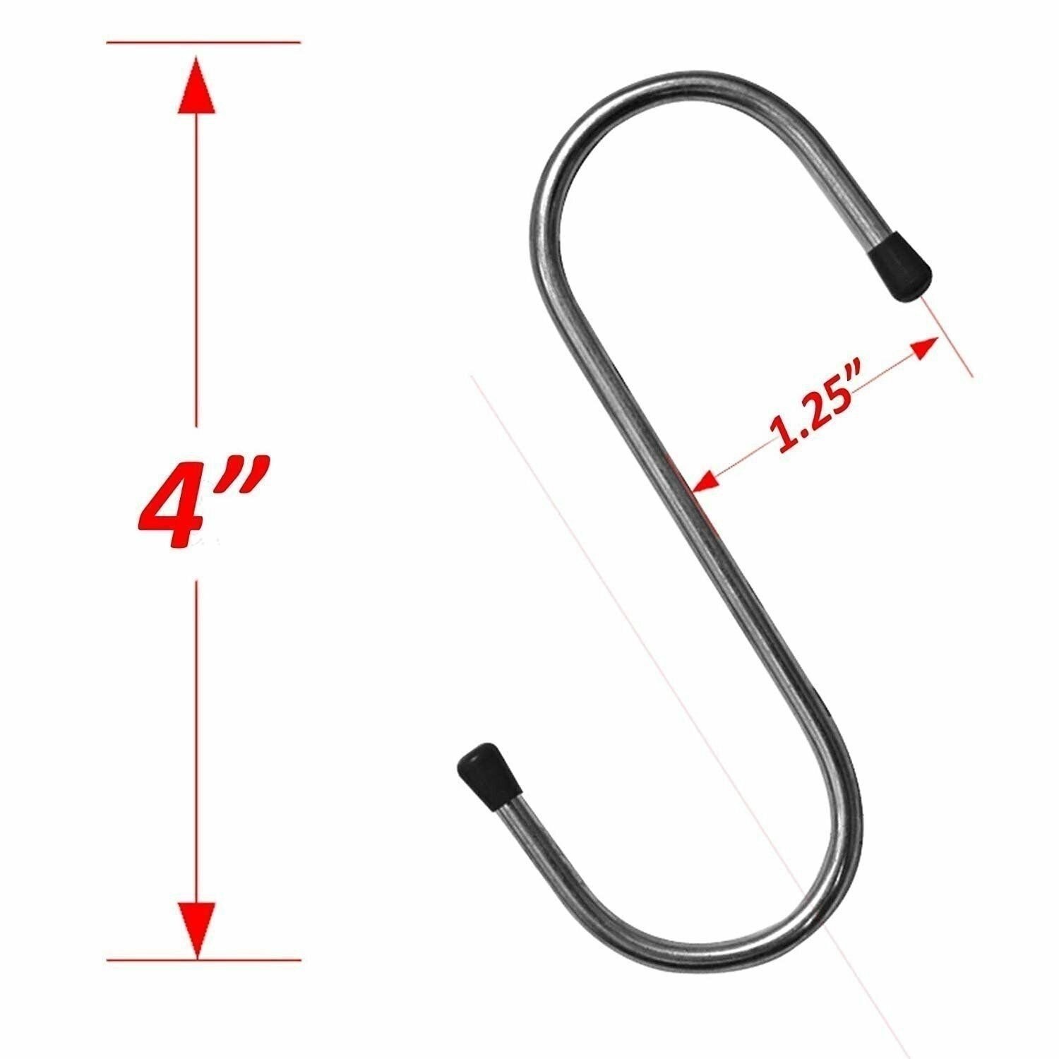 4 Pcs 4″ inch Zine Plated Metal Steel S Hooks for Kitchen Hanging Hanger Bulk
