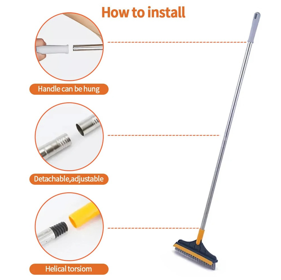 3-in-1 Long Handle Rotating Cleaning Brush Bathroom & Floor Crevice Tool