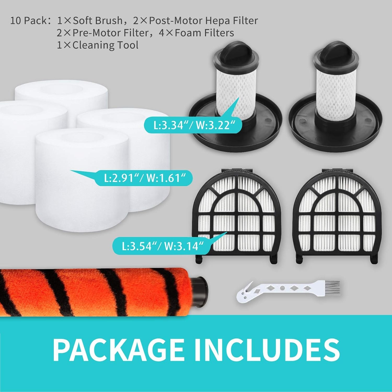 LZ600 Brush Filter Kit for Shark APEX UpLight DuoClean 10 Pack Fits LZ601 LZ602