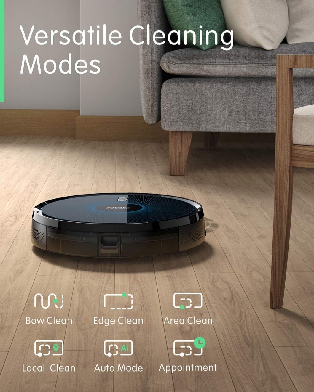 ZOOZEE Z50 Robot Vacuum Mop, Alexa/Google, 290min, 600mL Dust, Cordless