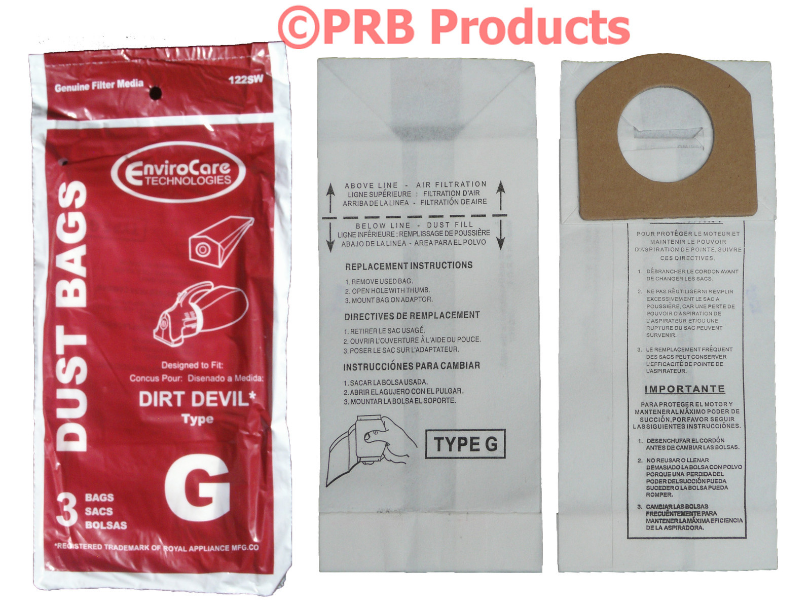 3103075001 Royal Dirt Devil Type G Hand Vac Vacuum Cleaner Bags Ultra Series 122