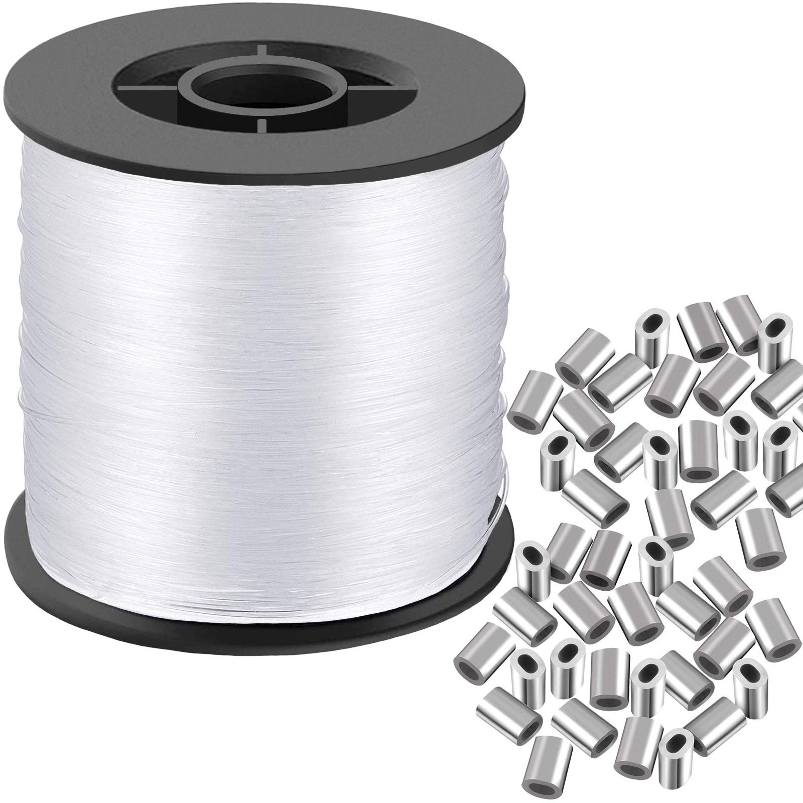 Clear Invisible Hanging Wire 0.9mm 60lbs 656Ft 200M Nylon Thread 60 PCS Kit