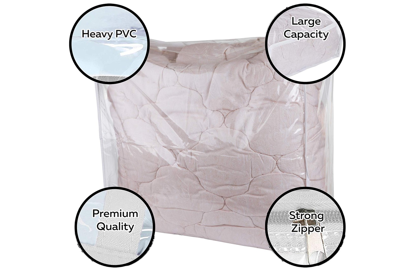 2 Pack Clear Vinyl Storage Bags with Handles 24x20x11 Organizer