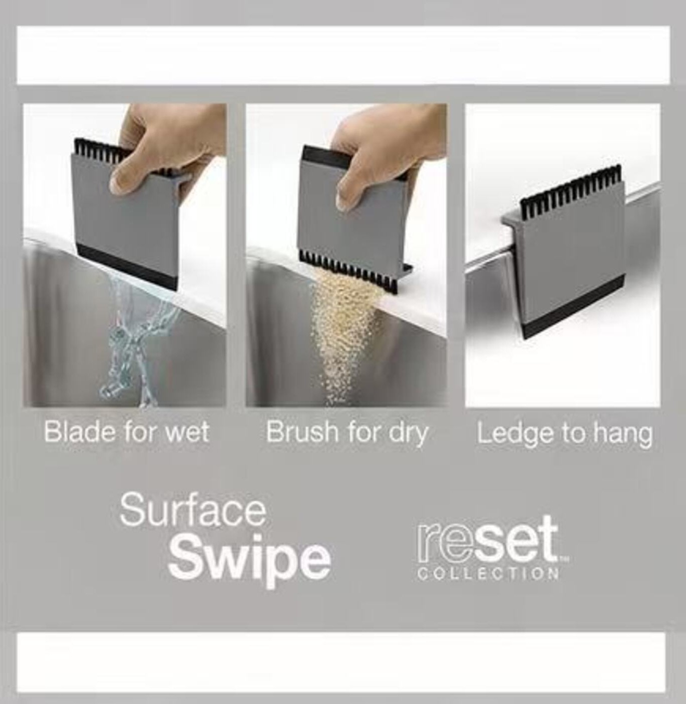 3 Pack Multipurpose Kitchen Sink Squeegee Cleaner and Countertop Brush Wiper