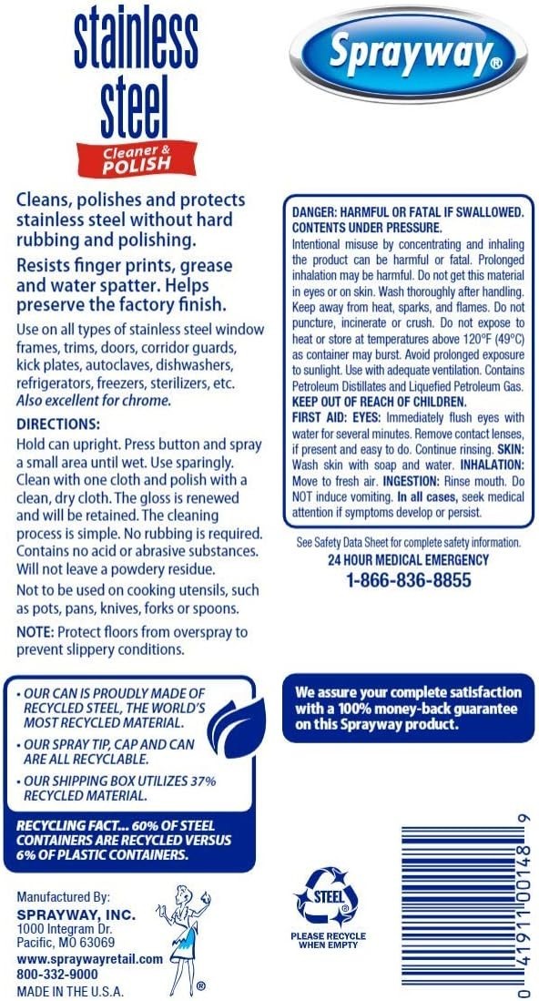 Water-Based Stainless Steel Cleaner, 15 Fl Oz Pack of 1