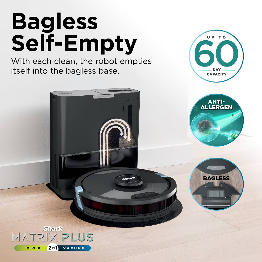 Shark Matrix Plus 2in1 Robot Vacuum & Mop with Sonic Mopping, Matrix