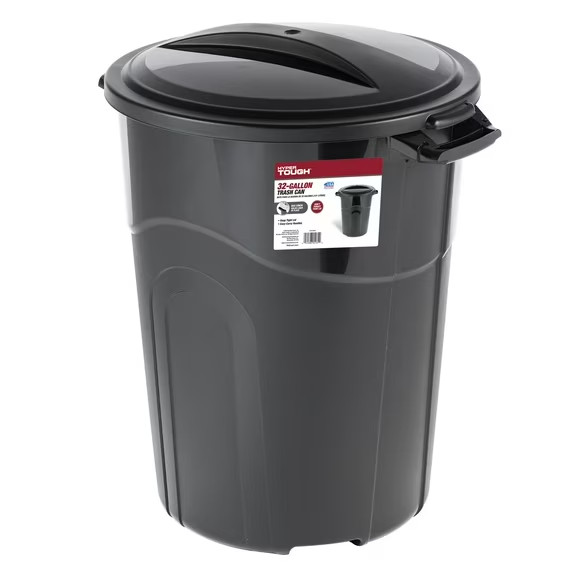 Hyper Tough 32 Gallon Heavy Duty Injection Molded Trash Can with Click Lock Lid