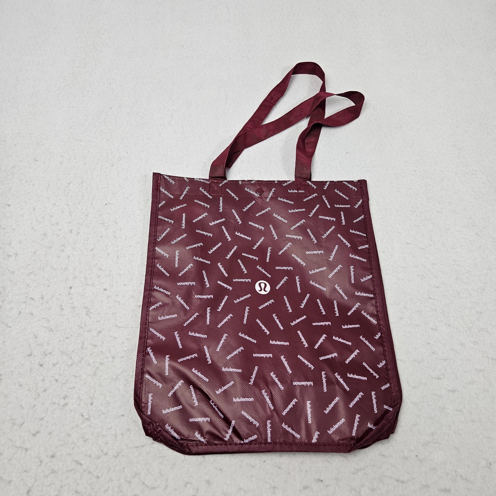 Lululemon Reusable Shopping Bag Red Logos All Over Print Tote Lunch