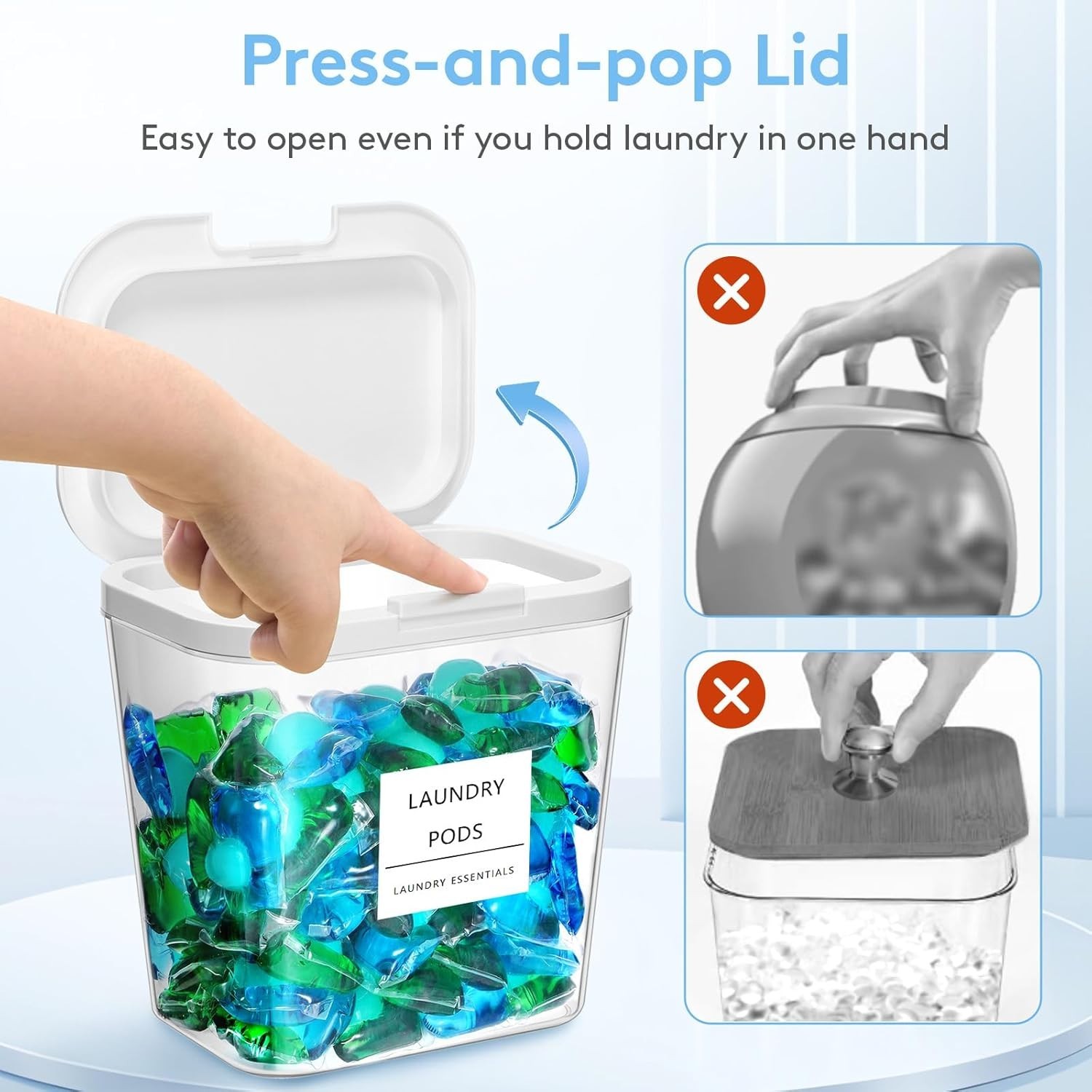 PET Material Laundry Pods Container & Dryer Sheet Holder
