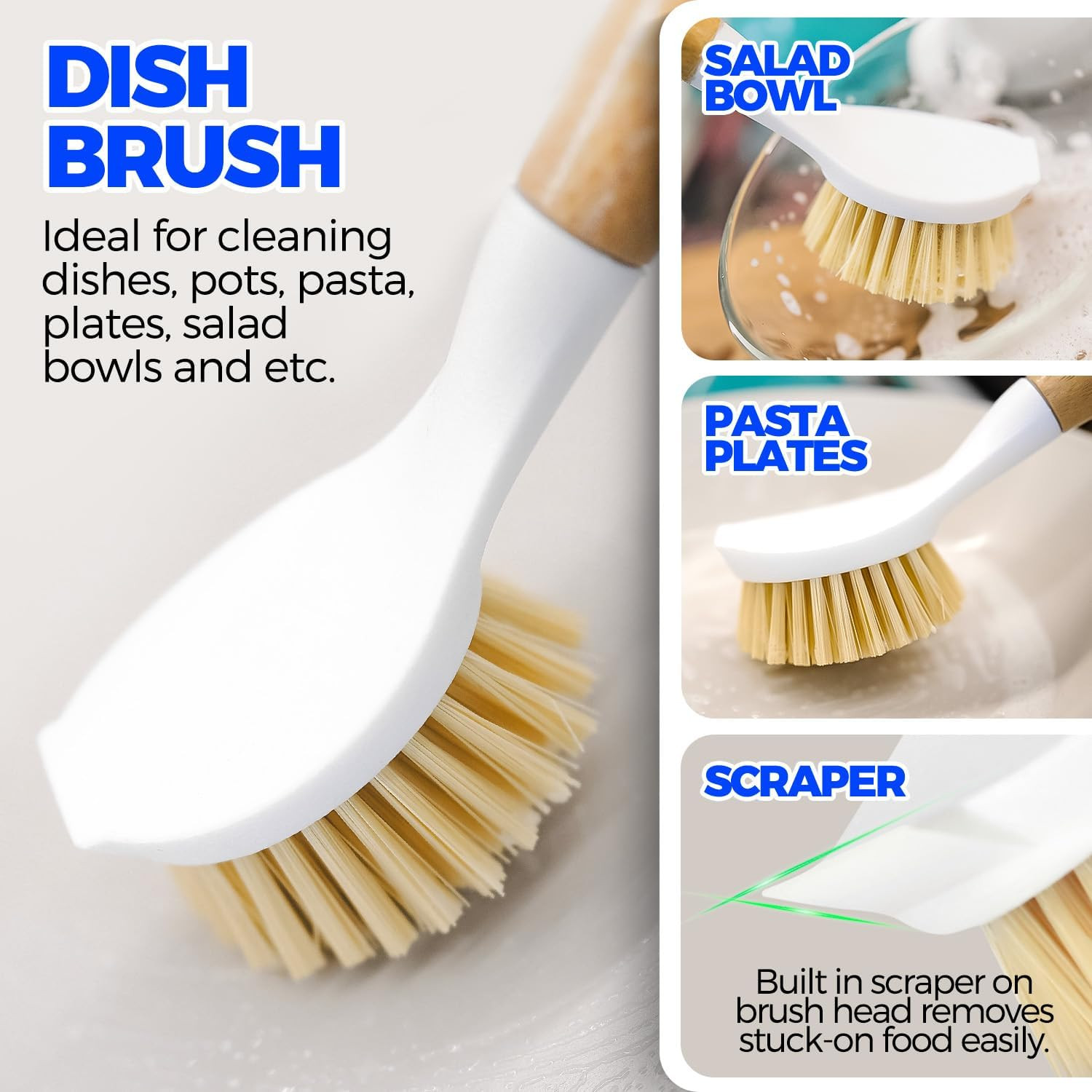 5 Pack Dish Brush Set with Bottle Brush, Straw Brush, Kitchen Brushes for Cleani