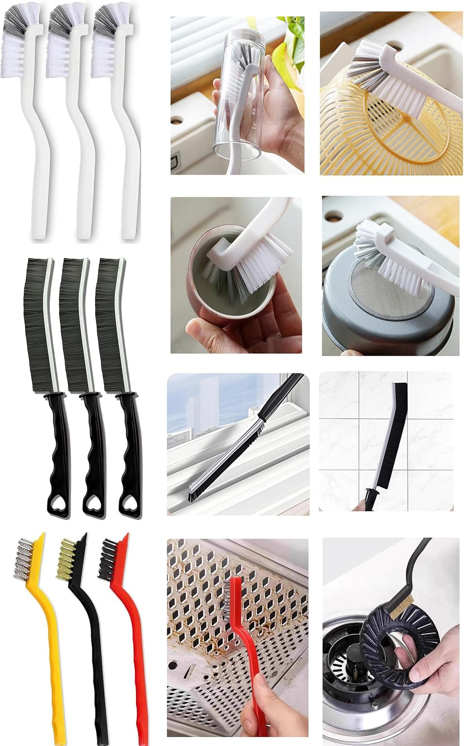 20Pcs Cleaning Brush Set, Crevice Cleaning Brush Set with Mini Wire Nylon Bristl