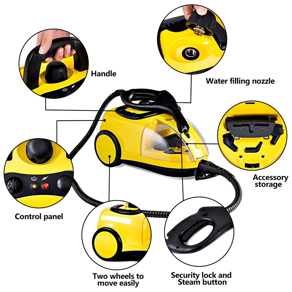 STEAM CLEANER HEAVY DUTY DEEP CLEAN 65OZ LARGE WATER TANK HOME CAR CHEMICAL-FREE