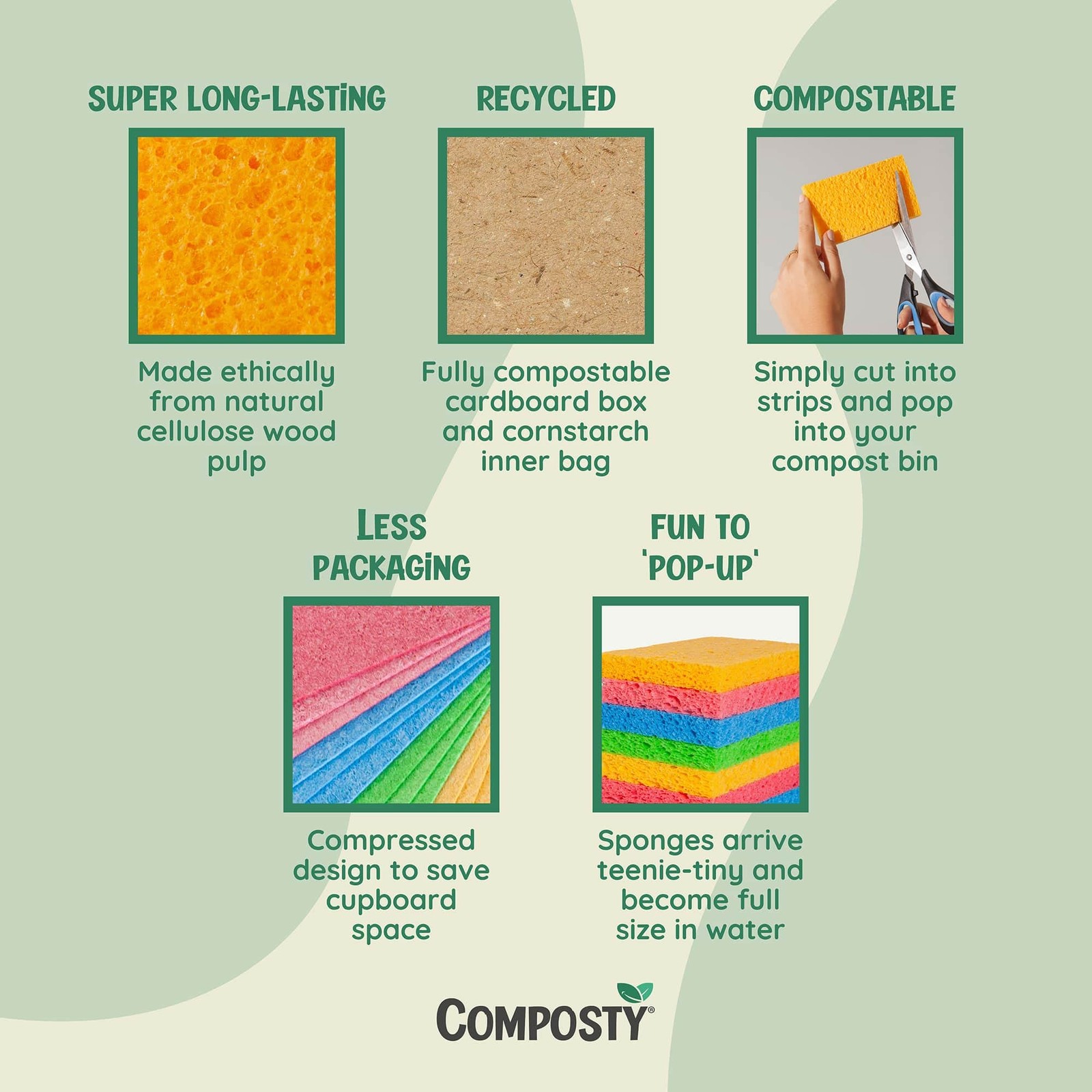 Pop-Up Compostable Sponges 12-Pack – Eco-Friendly Biodegradable Cellulose Kit…
