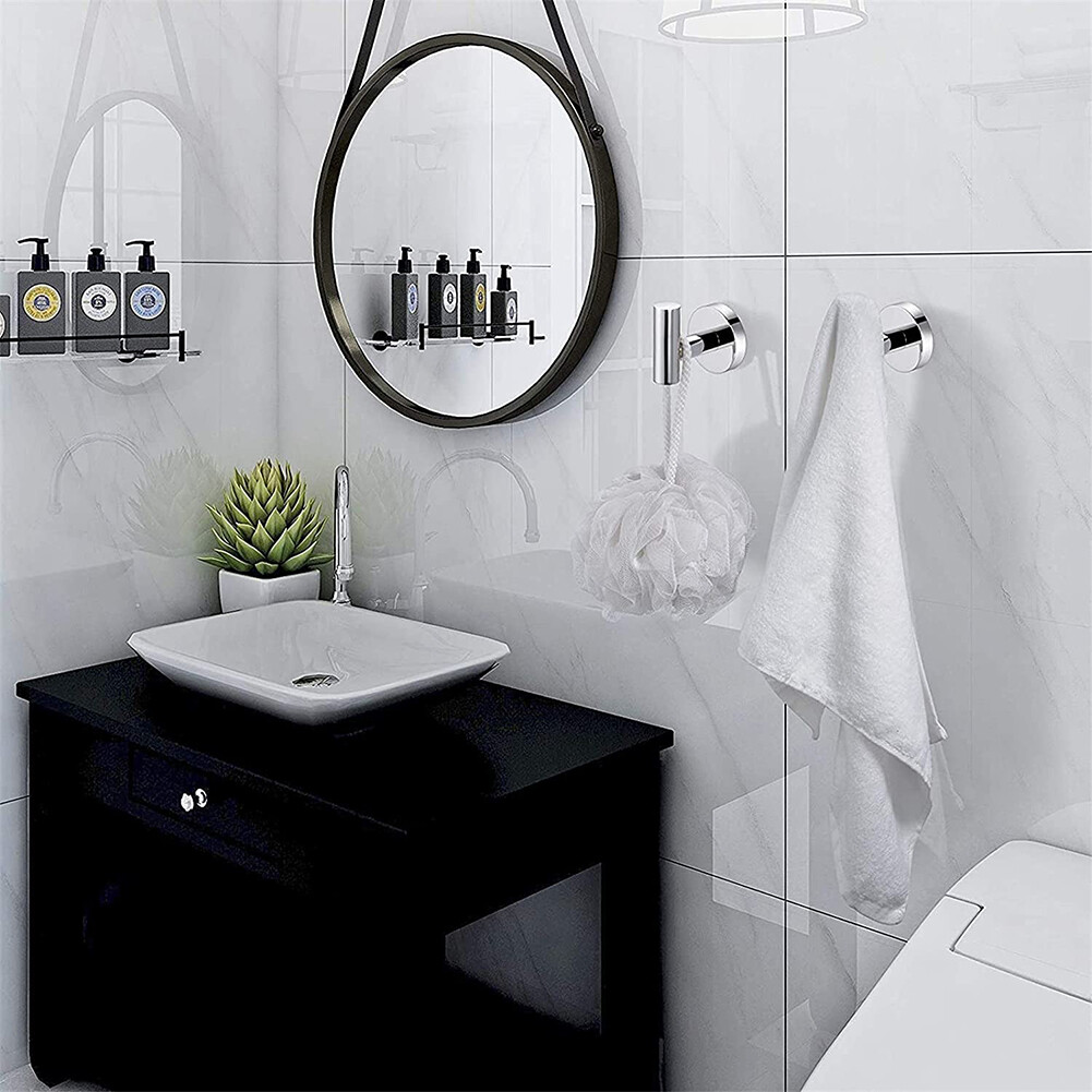 2/4 Packs Bathroom Towel Coat Robe Hooks Stainless Steel Door Hanger Wall Hook