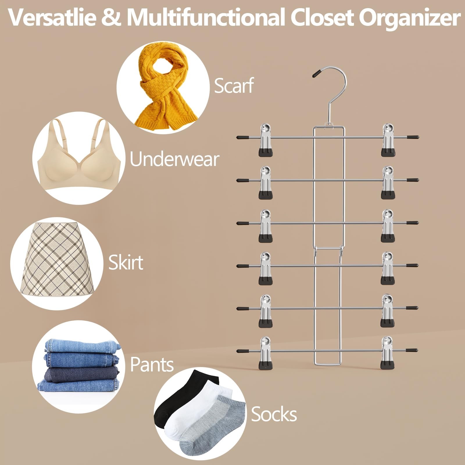 Hangerspants & Skirt Hangers Space Saving Hanging Closet Organizer And Storage