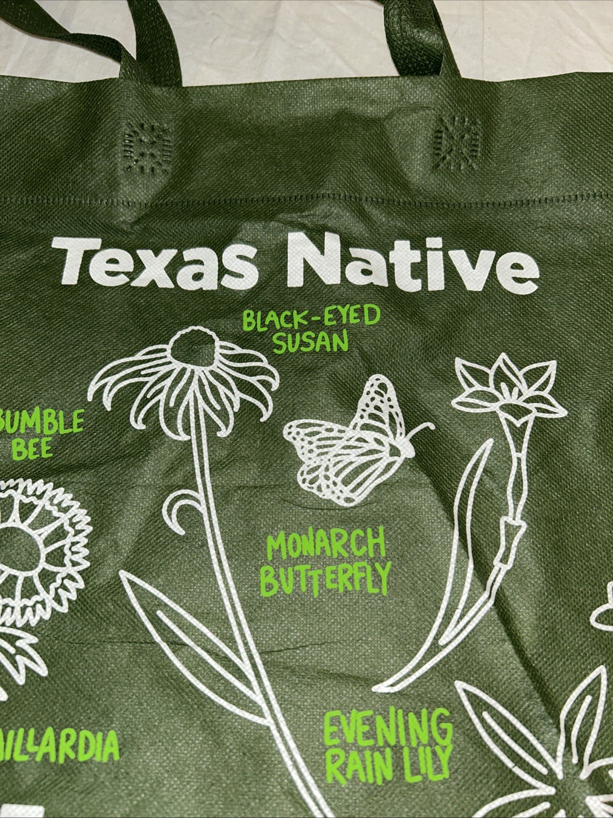 HEB Our Texas Our Future Reusable Shopping Bag Green Texas Native Flowers Tote