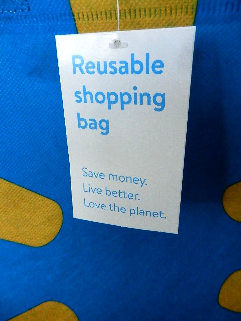 Walmart Reusable Blue Tote Shopping Grocery Bags Lot of 3, NEW