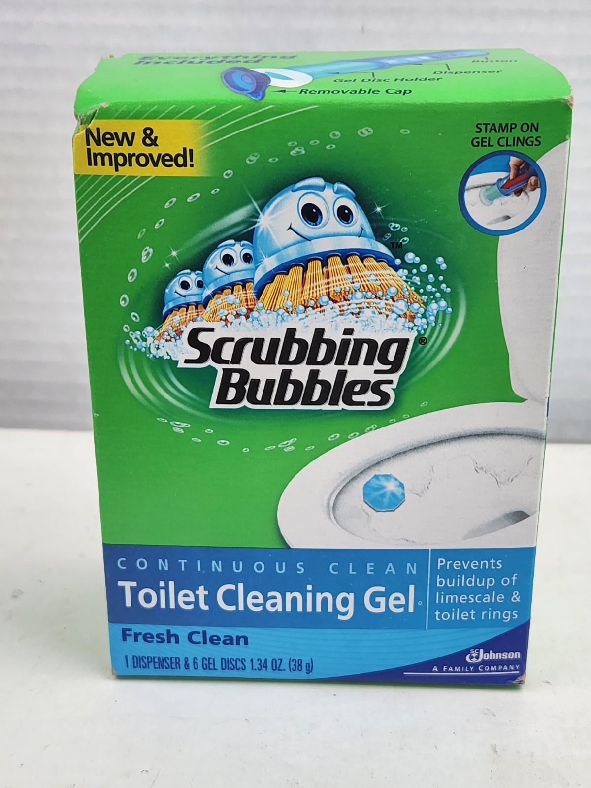 Scrubbing Bubbles Toilet Cleaning Gel Fresh Clean 1 Dispenser & 6 Gel Discs