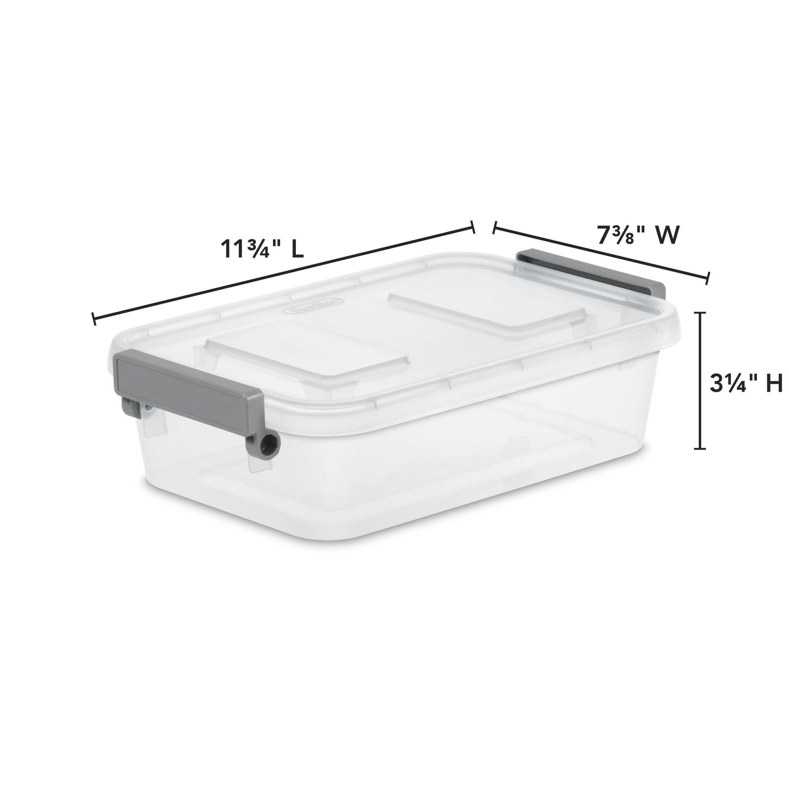 2.7 Quart Modular Latch Box, Clear Plastic Storage Box with Write-on ID Latches