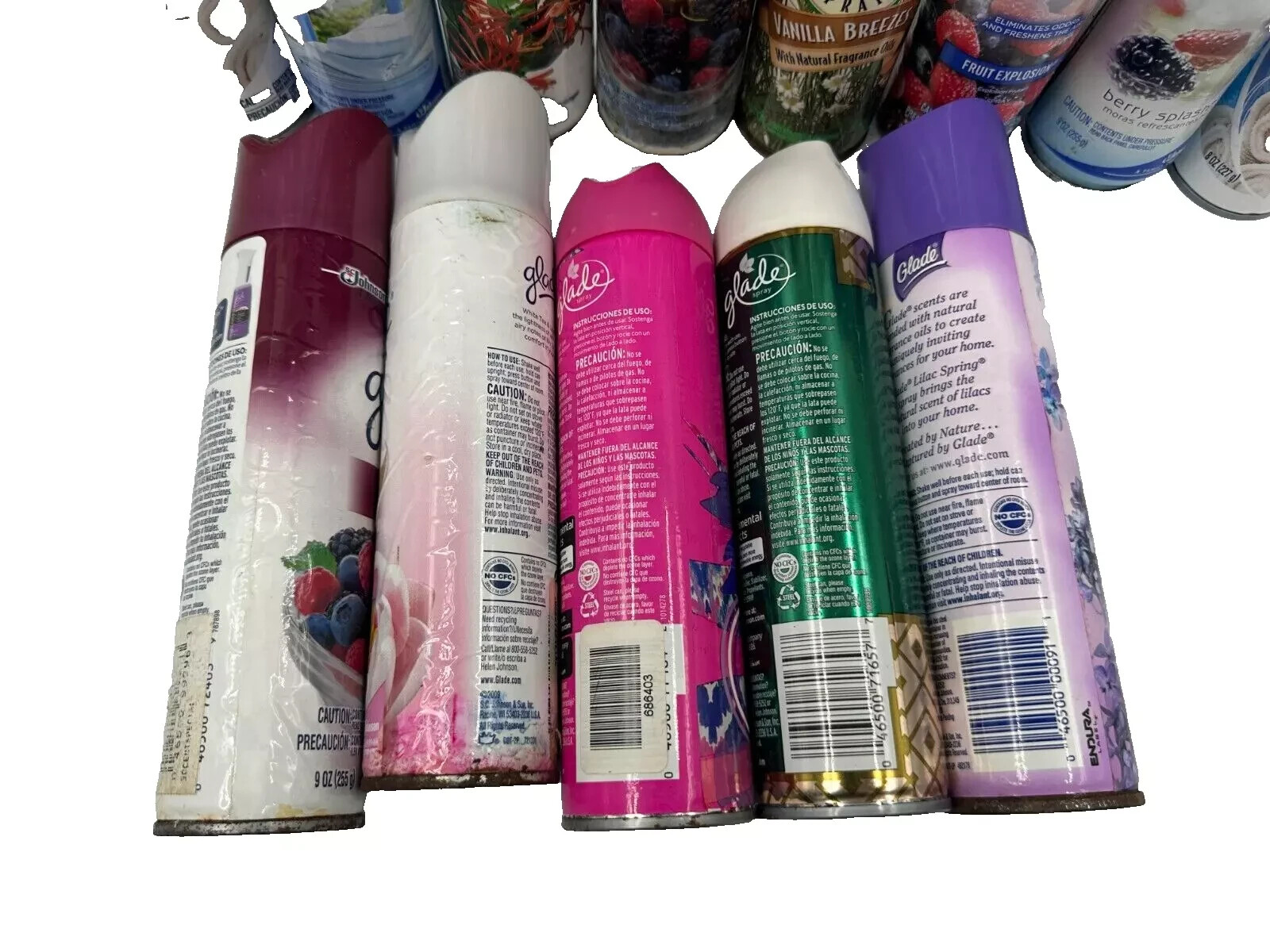 SC Johnson Glade LOT 13 Air Fresheners Spray Cans Berry Batik Joy Linen Lily