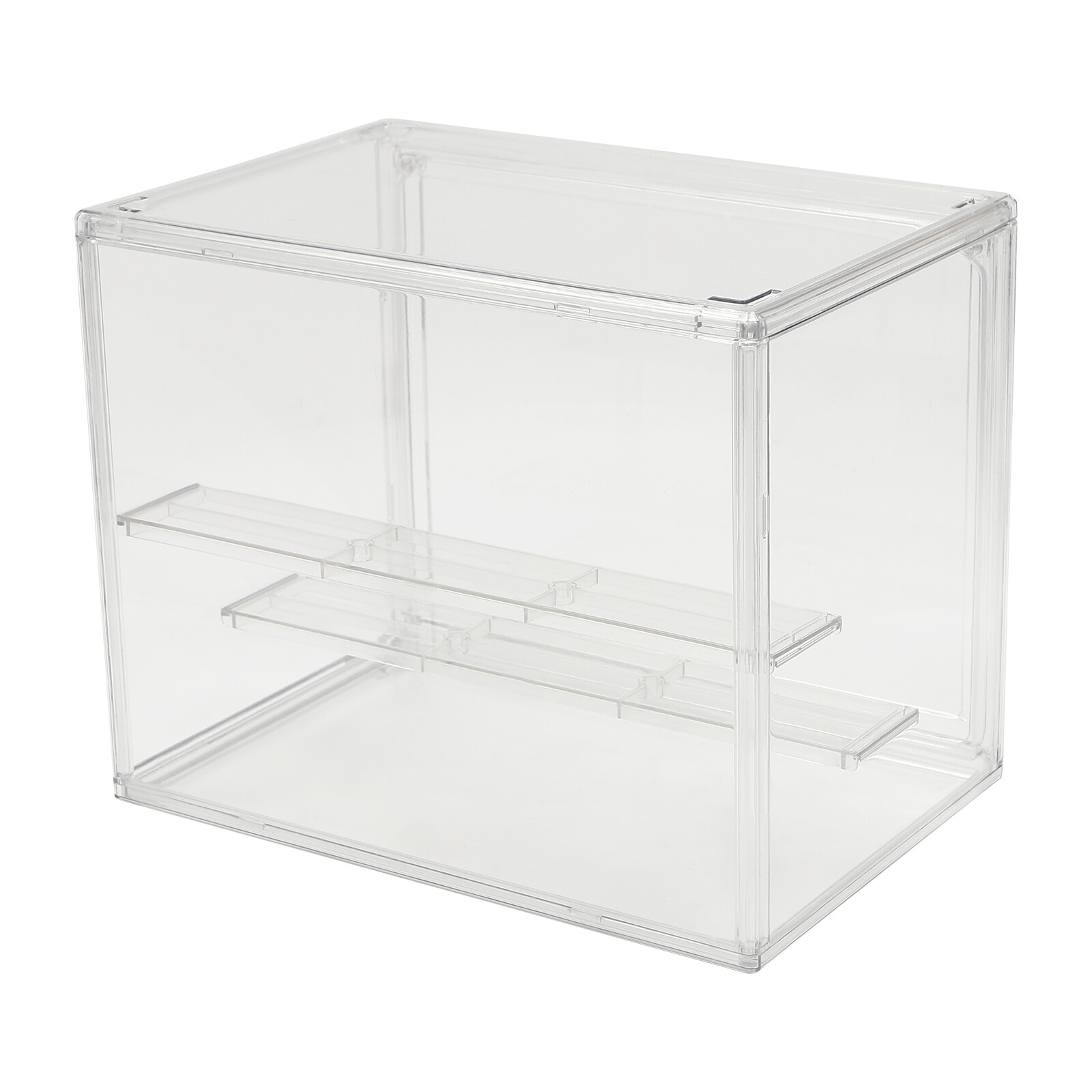 Compact 2-Tier Display Shelf Clear Cake Cupcake Bread Storage Box Display Case
