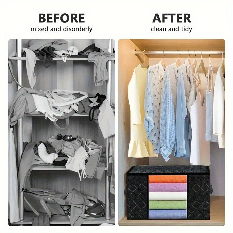 4Pcs 90L Fabric Storage Bins Clear Window Collapsible Organizer Box for Closet