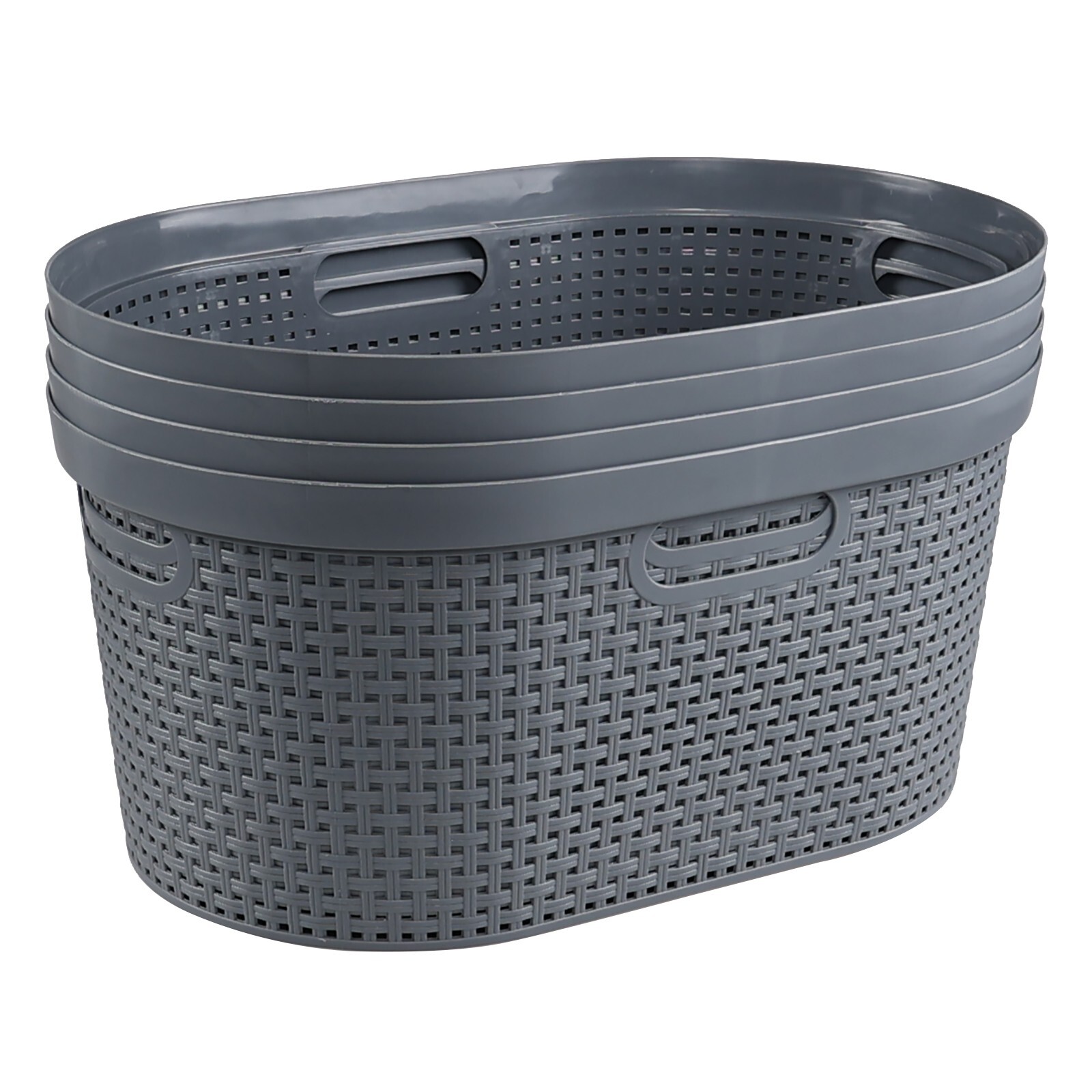 Idotry 40L Large Laundry Basket Plastic Stacking Clothes Hamper (4 Packs ,Grey)