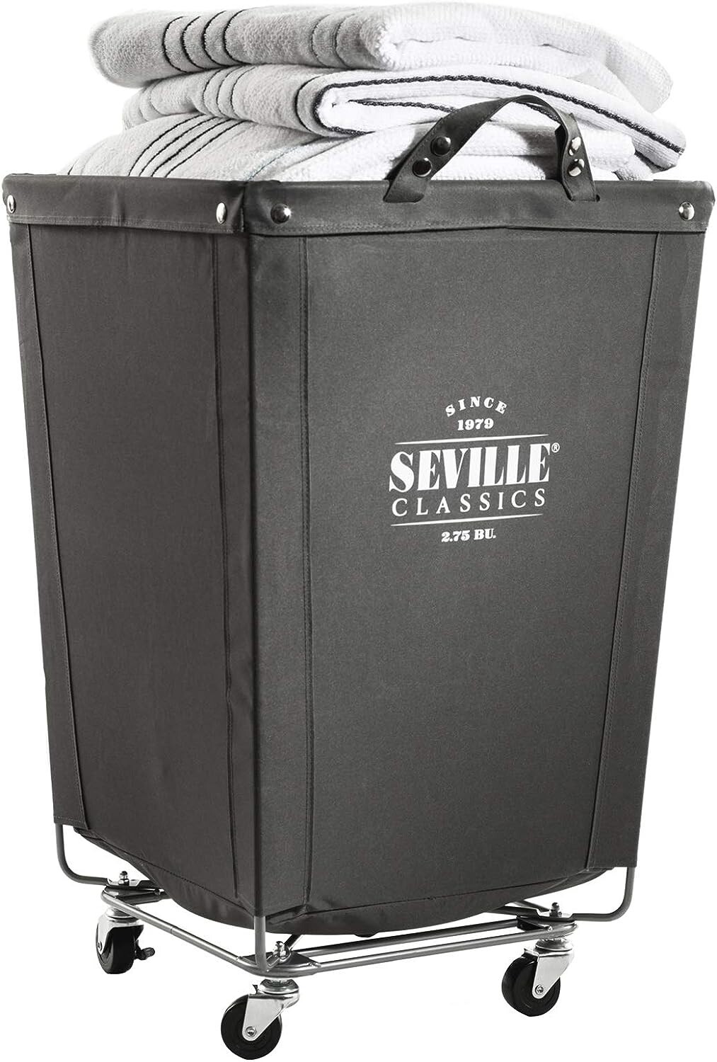 Laundry Hamper Cart – Canvas Bin – Commercial & Residential – 18.1″ D x 18.1″