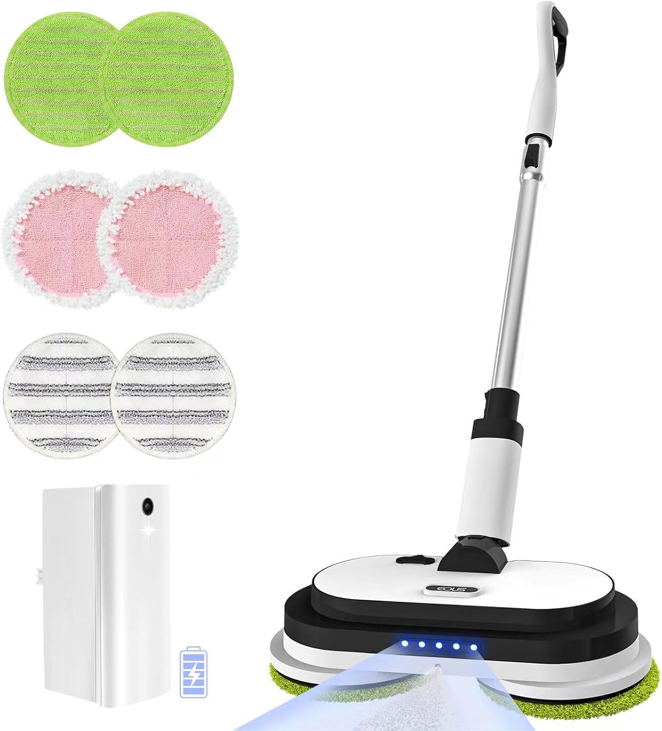 Cordless Electric Mop with LED Light, Water Sprayer & 60 Min Battery Life