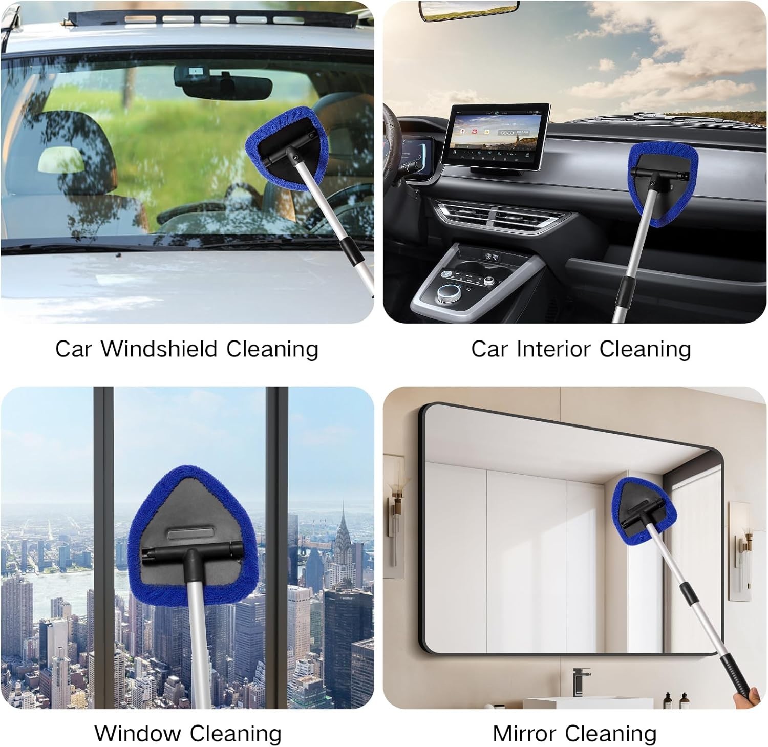 Car Windshield Cleaner Kit 10pcs Extendable Microfiber Pads Spray Brush