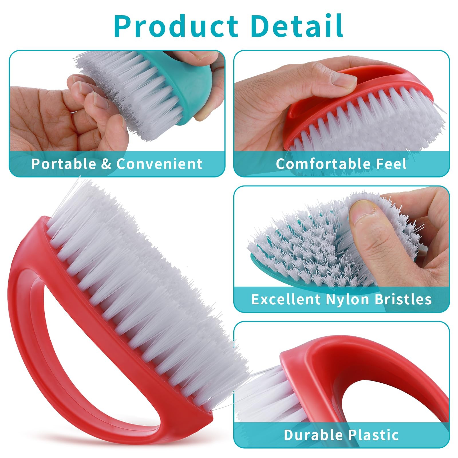 Amaxiu Hand Nail Brushes, 2pcs Grip 10*5*6.5cm/3.93*1.96*2.55in, Red, Blue