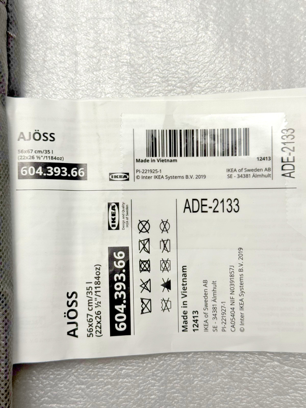 IKEA AJÖSS Waste Sorting Bag Large Dark Grey Reusable Recycling 604.393.66 NEW