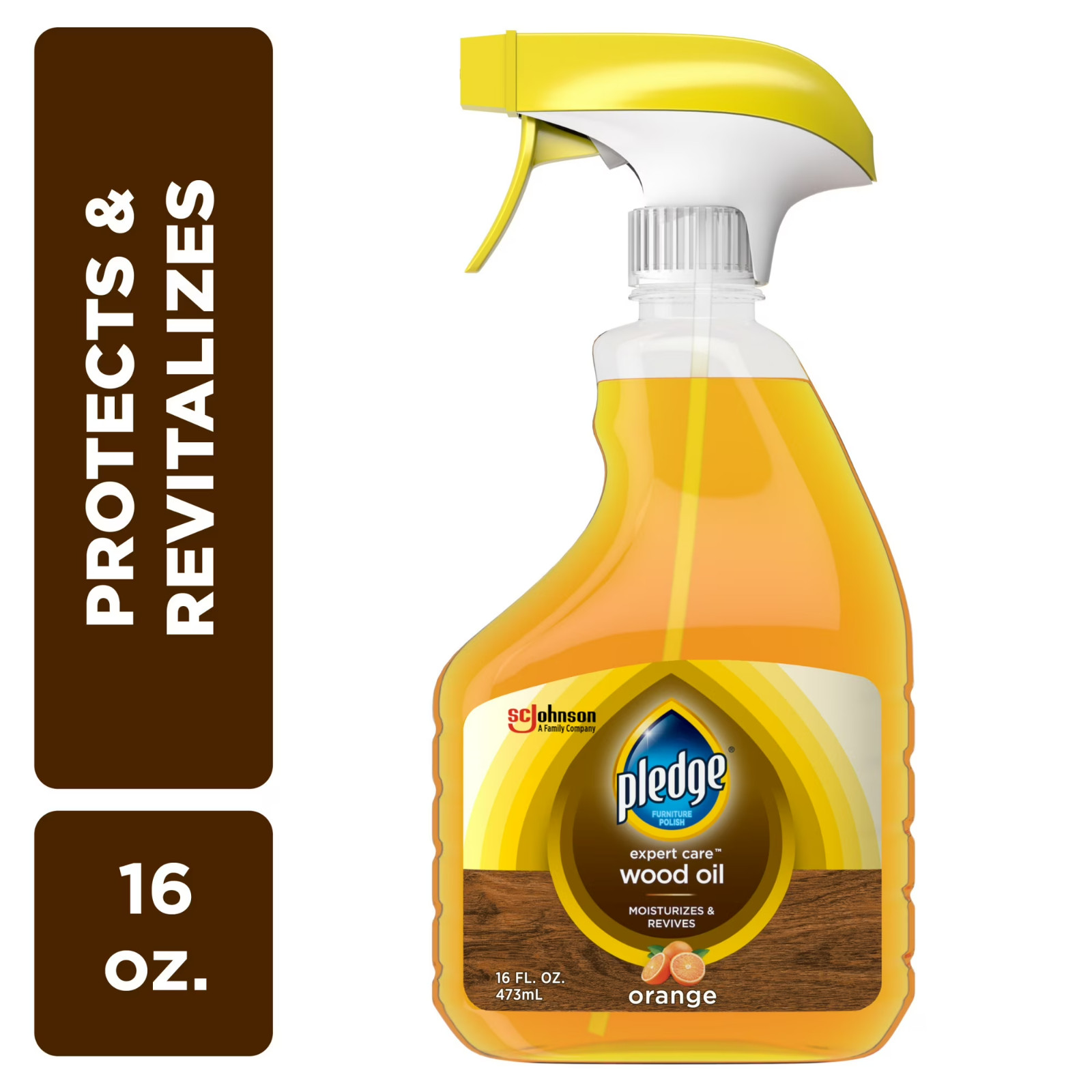 Pledge Expert Care Wood Oil, Moisturizes & Revives, Orange Scent, 16 Fl Oz..