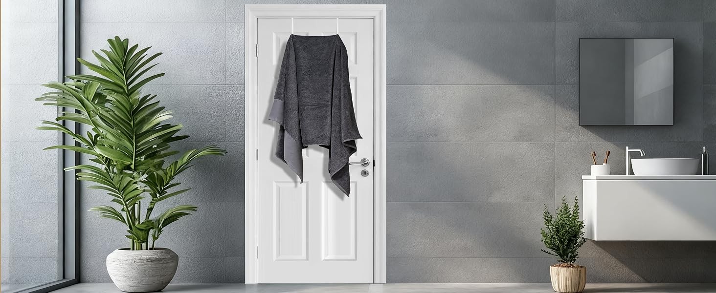 Single Over Door Steel Hooks 2 Pack Fit 1-3/8″ Door 5.5″ White | Plastic Coated