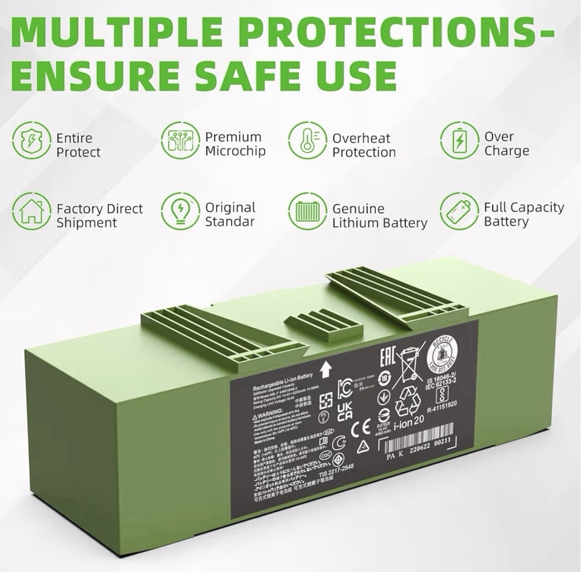 ABL-F Replacement Battery for iRobot Roomba j7 i7 i8 i6 i5 i4 i3 e5 e6 5200mAh