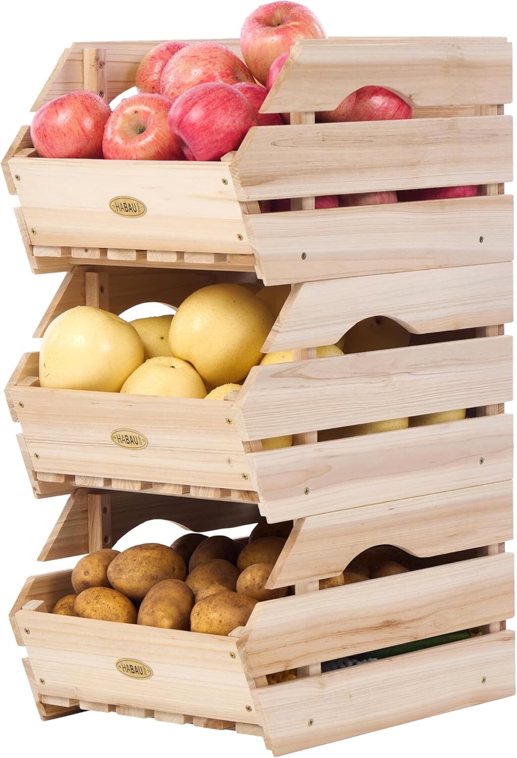 Durable Unfinished Stackable Baskets for Fruits and Vegetables – Set of 3