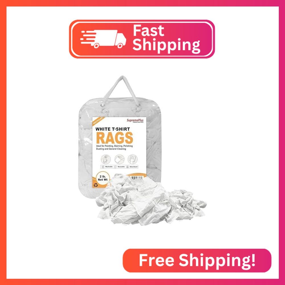 SupremePlus Recycled White T-Shirt Cleaning Rags (2 lbs. Bag) – Shop Rags Bulk f